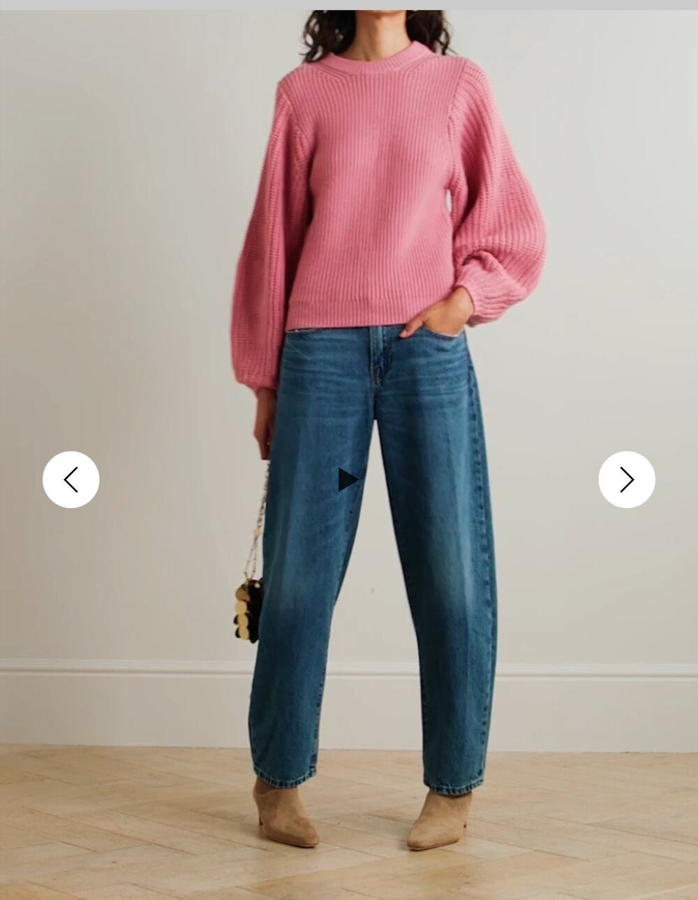 STAUD Aura Pink Rib Knit Wool Blend Pullover Sweater Women’s Medium